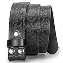 UTOWO Men Women Retro Belt Strap without Buckle 1.5" Wide Classic Western Embossed PU-Leather Belt for Jeans