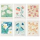 6 PCS Flower Market Poster Wall Art Prints, 8x10 Inch Floral Prints Aesthetic Room Bathroom Living Room Decor, Unframed(Style A)