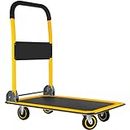 Lifetime Home Upgraded Foldable Push Cart Dolly | 330 lbs. Capacity Moving Platform Hand Truck | Heavy Duty Space Saving Collapsible | Swivel Push Handle Flat Bed Wagon - Yellow & Black