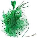 db11 Fascinators Hat Flower Mesh Ribbons Feathers on a Headband and a Clip Tea Party Headwear for Women (Green)
