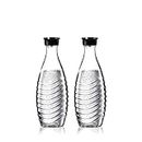 Sodastream Glass Carafe - Bottiglie in vetro, Compatibile con Gasatori d'acqua Crystal & Penguin, Trasparente/Nero, 0.75L, Confezione da 2 (2 x 0.75L), l'imballaggio può variare