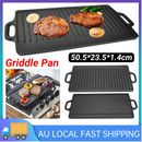 Non-Stick Frying Pan Cast Iron Griddle Steak Skillet Induction Base BBQ Grill AU