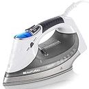 BEAUTURAL 1800-Watt Steam Iron with Digital LCD Screen, Double-Layer and Ceramic Coated Soleplate, 3-Way Auto-Off, 9 Preset Temperature and Steam Settings for Variable Fabric Gray
