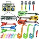 Inflatable Instruments Set 22Pcs, Inflatable Guitar for Kids, Fun Musical Instruments Accessories Inflatable Props for Birthday Party Favors Decoration Photo Booth, with Air Pump