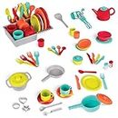 Battat - Toy Kitchen Set – 71pc - Pretend Cooking Accessories – 4 Table Settings & Cutlery – Dishwasher Safe & Worry-Free – Deluxe Kitchen Playset – 2 Years +
