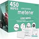 Metene Lens Cleaning Wipes, 450 PCS Individually Wrapped Glasses Wipes, Pre-Moistened Lens Wipes, Great for Eyeglasses, Camera Lens, Tablets, TV, Phone, Computer Screen, Car Rearview Mirror and More
