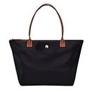 GM LIKKIE Shoulder Tote Bag for Women, Nylon Top-Handle Purse, Foldable Weekend Hobo Handbag, Black2, Large