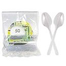 Edenpack Confezione da 50 cucchiaini da tè in plastica trasparente, riutilizzabili, leggeri, per dessert, posate resistenti, ED-41096
