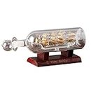 HUBLEVEL Ship in a Bottle Glass Boat Wood Base Decorative Ornaments Room Decor Decoration Accessories(Golden)