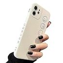 MINSCOSE Handyhülle Kompatibel mit iPhone 11, Schutzhülle Smiley Gesicht Niedliches Gemaltes Design Case Weiches Flüssiges Silikon für Frauen Mädchen Mode Schlank Weich Flexibel TPU-White