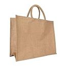 Hessian Tote Bag - Natural Reusable Jute Bag for Shopping, Carrier Bag, Crafting, Decorating, Bag for Life 14.5"(L) x 18"(W) x 8"(D) Plain Tote Bags to Decorate Wholesale - Durable & Stylish (1 PACK)