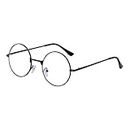 JoXiGo Reading Glasses Black for Women Men Retro Round Metal Frame Clear Lens Stylish with Glasses Case, 2.0