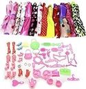iDream 10-Piece Polyester Doll Dress & 50-Piece Plastic Doll Accessories for Doll (Multicolor)
