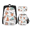 Parrot School Bookbag Set Student Backpack With Lunch Box And Pencil Case School Backpack Boys Girls, Funny Cute Animal Sloth Music, One Size, Box,Elastic Side