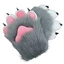 ZFKJERS Cosplay Animal Cat Wolf Dog Fox Fursuit Paws Claws Gloves Costume Accessories for Adults, Grey, l