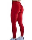 AUROLA Intensify Workout Leggings for Women Seamless Scrunch Tights Tummy Control Gym Fitness Girl Sport Active Yoga Pants Fiery Red