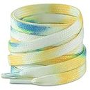 Stepace [2 Pairs] Flat Shoelaces for Fun, 5/16" (8mm) Tie Dye Fashion Sneakers Shoe Laces-Tie Dye Yellow-120