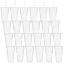 24 Pack Plastic Tumblers with Straw and Lid Reusable Plastic Cups Drinking Straw Tumbler Bulk Customizable Iced Coffee Cup Water Bottle for Vinyl DIY Parties Birthdays Frosted 24oz