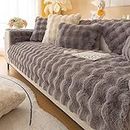Thick Rabbit Plush Sofa Cushion, 2023 New Non-Slip Sofa Cover Super, Fluffy Couch Cushion Covers Furniture Protector (Gray,70 * 70)