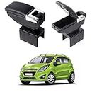 Oshotto PU Leather AR-01 Car Armrest Console Box Compatible with Chevrolet Beat - Black