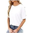 Cotton Tops for Women Casual Cowgirl Blouse Ladies White Short Sleeve Button Down Shirt Plus Size Denim top Today Show Steals and Deals NBC Today Show Deals of The Day