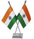 THE FLAG SHOP Indian Criss-Cross Miniature Table Flags with A Square Base Chrome