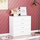 Vida Designs White Chest of Drawers, 4 Drawer With Metal Handles & Runners, Unique Anti-Bowing Drawer Support, Riano Bedroom Furniture