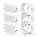 USB C Charger iPhone Charger Fast Charging 3Pack【MFi Certified】 20W PD+QC3.0 USB A Dual Port Wall Charger Block with 6FT USB C to Lightning Cable Compatible with iPhone 14 Pro Max/13Pro/12/11/XS/XR/X