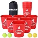Aivalas Giant Yard Pong, Yard Pong Game for Adults & Family, Giant Pong Game Set with 12 Buckets,4 Balls and A Carrying Bag-Perfect Indoor Outdoor Game for Backyard Lawn Beach Weeding Party