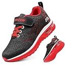 Boys Trainers Kid Sneakers Boys Girls Running Shoes Athletic Air Sneakers Lightweight Breathable Sport Shoes Unisex Kids(M Red,35EU)