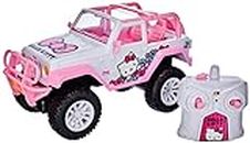 Jada Toys Hello Kitty RC Jeep Wrangler Remote Control Car with Sticker Sheet SUV Doll Car for Children Aged 6+ White/Pink