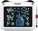 Ohuhu Writing Pad 9 inch LCD Writing Tablet Electronic Slate for Kids Drawing Pad Writing Pad for Kids Toys Birthday Gift for Boys Girls Children at Home and School (No Include Spare Battery) White