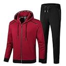 PRIJOUHE Men's Tracksuit Hooded Fitness Sport Suits Gym Hoodie 2 Piece Hoodies Joggers Sweatpants Sets Gym Jogging Tracksuits, 08-red, 3X-Large