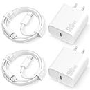 iPhone 15 Charger USB C Wall Charger iPad Pro Charger Type C Charger Block 2 Pack with 2 Pack 6FT Cable for iPhone 15/15 Plus/15 Pro/15 Pro Max/iPad Pro/Mini/Air/Air4/AirPods/Samsung