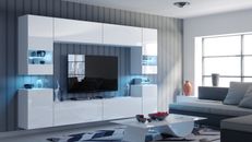 Living Room Furniture set Modern TV unit  Entertainment White Black Gloss Led