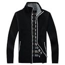 Homisy Cardigan Sweaters for Men,Button up Sweater Long Sleeve Knit Open Front Cardigans Fashion Fall Winter Sweater, Black Friday Deals 2023-black, 3X-Large