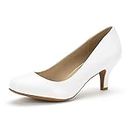 DREAM PAIRS Women's Luvly White Pu Bridal Wedding Low Heel Pump Shoes - 7 M US