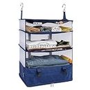 Surblue Hanging 3-Shelf Closet Organizer Pocket Collapsible Washable Oxford Fabric with 2 Hooks (XL 17.71 * 11.81 * 20in, Blue)