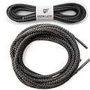 IRONLACE Unbreakable Round Bootlaces - Indestructible, Waterproof & Fire Resistant Boot & Shoe Laces, 1500-Pound Breaking Strength/Pair, Black, 72-Inch, 3.2mm Diameter, 1-Pair