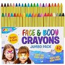 42pcs Face and Body Paint Crayons, Face Painting Kit Safe and Non-Toxic Ultimate Party Pack Including 14 Metallic Colors for Birthday Makeup Party Supplies, Festivals