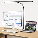 Woputne Desk Lamp Clamp, LED Desk Lamp with Dual Head, Super Wide & Bright, 30 Light Modes, Computer Monitor Flexible Gooseneck Lamp, Eye Protection Desk Lamps for Study, Office, Crafts, Draw