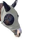 Lycra Horse Fly Mask with Ears Comfort Fit Mesh Trail Pasture Sun UV Protection (Horse, Gray)