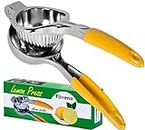 Citrus Juicer & Lemon Squeezer Premium, Durable Alloy Steel, Lime Juicer Handheld with Silicone Handles and Mini Sprayer, Comfortable Ergonomic Grips and Silicone Handles