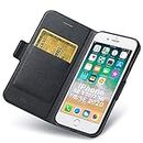 Aunote iPhone SE 2020 Wallet Case, iPhone 8 Wallet Case, iPhone 7 Flip Case with Card Holder, Magnetic Closure, Kickstand, Ultra Slim Leather Folio Cover, Full Protection for Apple 4.7” Phone. Black