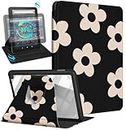 Kidcube for Amazon Kindle Fire 7 Tablet Case 12th Generation 2022 Release for Women Girls Cute Girly Folio Cover Flowers Floral Design Rotating Stand with Auto Wake/Sleep for Kindle Fire 7 Cases 7"