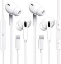2 Pack Apple Earbuds for iPhone Headphones Wired/Lightning Earphone [MFi Certified](Microphone & Volume Control) Noise Isolating Headphones for iPhone 14/13/SE/12/8/7 All iOS Systems