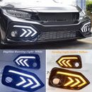For 2017-2021 Honda Civic Hatchback Fog Lights Turn Lamp Bezel Cover DRL LED