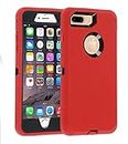 smartelf Case for iPhone 7 Plus/8 Plus Heavy Duty With Built-in Screen Protector Shockproof Dust Drop Proof Protective Cover Hard Shell for Apple iPhone 7+/8+ 5.5 inch-Red/Black