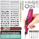 Uolor 108 Pcs Engraving Tool Kit, Multi-Functional Electric Corded Micro Engraver Etching Pen DIY Rotary Tool for Jewelry Glass Wood Metal Ceramic Plastic with Scriber, 82 Accessories and 24 Stencils