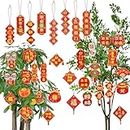 36 Stück Chinesische Neujahrsdekoration, Rot Hängende Ornamente Traditionelles Chinesisch Glücks-Fu-Anhänger für Frühlingsfest Party Zuhause Büro Auto Bäume Dekor (Verschiedene Designs)